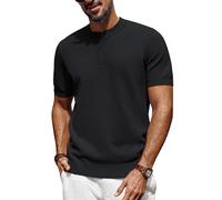T Shirts for Men UK Crew Neck Knit Tee Shirt Texture Classic Summer Shirts Black XL