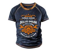 T Shirts for Men Uk Crew Neck Pattern Printed Holiday Shirt Breathable Running Tops Comfortable Vacation Loose Graphic Tees Papa