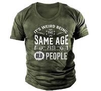 T Shirts for Men Uk Crew Neck Pattern Printed Holiday Shirt Loose Hawaiian Oversize Vacation Tops Vintage Casual Papa