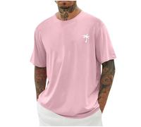 T Shirts for Men UK, Fashion Hipster Shirts Round Neck Vintage Y2K Graphic Tees Streetwear Crewneck Tshirts Gym Sports Leisure Tops Tropical Holiday Beach T Shirt Plus Size Pink