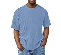 T Shirts for Men UK Oversized Comfy Waffle Knit Short Sleeve Crew Neck T-Shirt Solid Color Casual Loose Fit Summer Tops Beach Holiday Travel Office Tshirt
