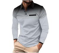 T Shirts for Men UK Polka Dot Gradient Color Shirts Lapel Button Down Sports Blouse Long Sleeve Lapel Shirt Outdoor Workout Leisure Loose Fit Tops Daily Wear Work Clearance Gray