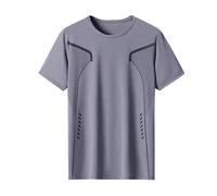 T Shirts for Men UK Rash Guards Short Sleeved T-Shirt Regular Fit Round Neck Lightweight Quick Dry Tee Shirts Casual Running Gym Sports Workout Blouse Summer Tops Sale Clearance Gray