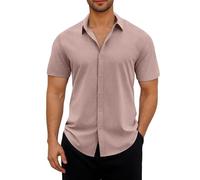 T Shirts for Men UK Regular Fit Smart Casual Short Sleeve Button Down Shirt Vacation Business Office Wedding Work Tee Tops Summer Wrinkle Free Plain Dress Shirt Clearance