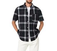 T Shirts for Men UK Summer Casual Button Down V Neck Short Sleeve T Shirt Classic Plaid Printed Simple Stylish Trendy Plain T-Shirts Breathable Lightweight Comfy Daily Sport Running Tshirt