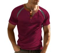 T Shirts for Men UK Summer Casual Short Sleeve Button down Vintage Stylish Round Neck Henley Shirt Classic Regular Fit Lighweight Breathable T Shirts Comfy Daily Work out Sport Running Tshirt T-Shirt