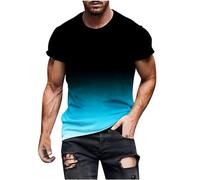 T Shirts for Men UK Summer Gradient Printed Tshirt Short Sleeve Sports T-Shirt Round Neck Athletic Tees Slim Fit Gym Running Tops Basic Regular Fit Shirts Pullover Workout Tops M-5XL