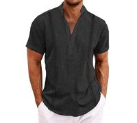 T Shirts for Men UK Summer Short Sleeve Button down Stand Collar Solid Color Stylish Casual Shirts Loose Fit Printed Texture Breathable Lightweight Beach Shirt Sport Comfy Running Tshirt T-Shirt