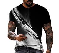 T Shirts for Men UK Todays Offers Special Deals 3D Printed Lounge Crew Neck T-Shirt Short Sleeve Classic Fit Tees Male Loose Tops Breathable Activewear Shirts for Daily Work