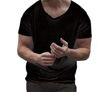 T-Shirts for Men V-Neck Oversize T-Shirt Short Sleeve Loose Tops Summer Short Sleeve Sports Shirt Cotton Vintage Casual Tops Streetwear, black, 3XL