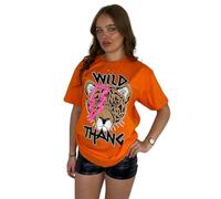 T-Shirts for Women Short Sleeve Round Neck Oversized Slogan Printed Tshirt Long Casual Summer Baggy Fashion Ladies Tees Plus Size Tshirts Tops Wild Thang Tiger-Orange-ML