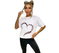 T-Shirts for Women Short Sleeve Round Neck Oversized Slogan Printed Tshirt Long Casual Summer Baggy Fashion Ladies Tees Plus Size Tshirts Tops Butterfly Heart-White-ML