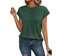 T Shirts for Women Summer Cap Sleeve Basic Tops Crew Neck Casual Tees | soft and breathable cotton blend, loose fit silhouette, chic and feminine vibe, plain shirt for daily wear