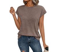 T Shirts for Women Summer Cap Sleeve Basic Tops Crew Neck Casual Tees | soft and breathable cotton blend, loose fit silhouette, chic and feminine vibe, plain shirt for daily wear