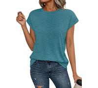 T Shirts for Women Summer Cap Sleeve Basic Tops Crew Neck Casual Tees | soft and breathable cotton blend, loose fit silhouette, chic and feminine vibe, plain shirt for daily wear