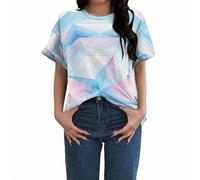 T Shirts for Women Summer Tops Ladies Casual Tee Short Sleeved Round Neck Printed Spring/Summer Shirt Spring UK Blouses Size 20 Womens Loose Fit Crochet Top Evening Older White Red Polka Dot
