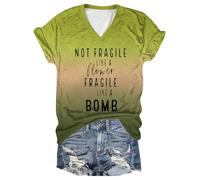 T Shirts for Women UK Not Fragile Like A Flower Bomb Casual Tshirt Shirt Dresses (Yellow, M)