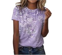 T Shirts for Women UK Plus Size Short Sleeve Tops Sale Ladies Crew Neck Casual Summer Tees Shirt Floral Print Tunic Top Loose Fit Blouses Summer T-Shirt Pullover Tops for Ladies Clearance UK Size 8-22