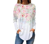 T Shirts for Women UK Plus Size Women's 2025 Popular Printed Casual Loose Daily Round Neck Long Sleeved T Shirt Cotton T Shirt Women Long Sleeve Ladies m and s Ladies Tops Brown Crop top