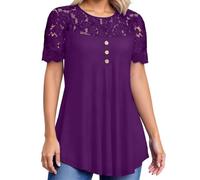 T Shirts for Women UK Round Neck Original Tee Relaxed Fit Short Sleeves Comfortable and Breathable Sports Top for Workouts Summer Casual Stretch T-Shirts Dark Purple
