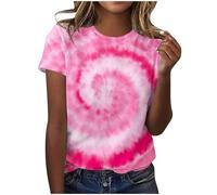 T Shirts for Women UK Summer Short Sleeve Graphic T-Shirts Smart Casual Crew Neck Tshirts Spiral Hearts Print Ladies Tops Classic Fit Stretchy Blouses Women's Fashion Loungewear
