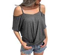 T Shirts for Women Women's O-Neck Loose Fit Short Sleeve T-Shirt Casual Leaf Print Ladies Pullover Tees Tops for Outdoor Summer Crop Top Bras for Women UK Tees (Dark Gray, XXL)