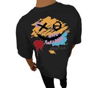T-Shirts Men's Shirt Short Sleeve Blouse Tops Casual Men's T-Shirt with Crew Neck Short Sleeves for Summer with Letters Face Print, black, XXL
