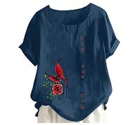 T Shirts Short Sleeve for Women Women Gold Leopard Print Top Oversized Long Fashion T Shirt Casual Tunic Batwing Tee Long Line Tops for Women UK Tshirts (Navy, XXL)