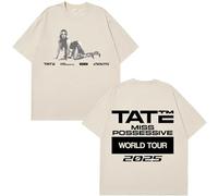T-Shirts Tate McRae Tour 2025 Mens Womens Harajuku Short Sleeve Cotton Oversized Vintage T-Shirt XS-3XL-Khaki||m