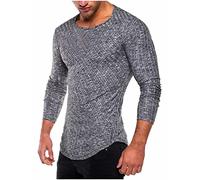 T Shirts Today's Deals Men UK Clearance Solid Color Round Neck Long Sleeve Sliming Tops Fall Office Work Business Pullover Blouses Casual Loose Bottoming Shirts Fashion Going Out Tees M-3XL