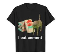 T Shirts Tops Loose Blouses Tank Plain Crew Neck Top for Women with Funny English Print I Eat Cement, black, S