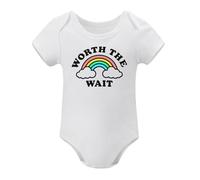 T-Shirts Worth The Wait Baby Bodysuit Funny Sarcastic Rainbow Graphic Novelty Jumper For Infants White-style 3months