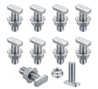 T Slot Bolts, M10 x 30mm Hammer Head Bolt T Screws, 10 Pcs T-Slot Track Bolts with 10 Pcs Hexagon Flange Nuts for Aluminum Profile, Photovoltaic Solar Panels, Stainless Steel Nickel Plated