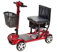 T-Sport X-7 Manual Folding Mobility Scooter, Red Aluminium Frame, Travel, Boot Scooter, LED Display, 120kg Capacity, Airline Friendly, Removable Battery
