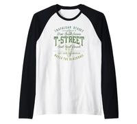T-Street Surf San Clemente California Surfboard Graphic Raglan Baseball Tee