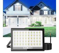 T-SUN 10000LM Flood Light Outdoor, 100W LED Security Light | IP66 Waterproof Floodlight Mains Powered, Cold White Wall Lights for Garden,Garage, Warehouse, Backyard, Doorways