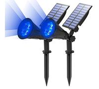T-SUN 2 Pack LED Solar Spotlight, 4 Led Blue Waterproof Outdoor Security Garden Landscape Lamps, 180°Angle Adjustable, Auto-on/Off for Tree, Yard,Lawn,Pathway,Deck,Patio Etc