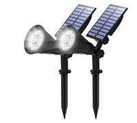 T-SUN 2 Pack LED Solar Spotlight, Waterproof Outdoor Security Garden Landscape Lamps, 180°Angle Adjustable,Daylight 6000K, Auto-on at Night/Auto-Off by Day for Tree, Yard,Lawn,Pathway