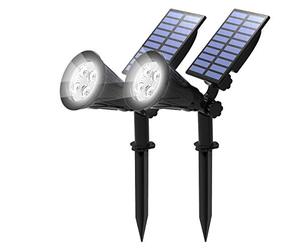T-SUN 2 Pack LED Solar Spotlight, Waterproof Outdoor Security Garden Landscape Lamps, 180°Angle Adjustable,Daylight 6000K, Auto-on at Night/Auto-Off by Day for Tree, Yard,Lawn,Pathway