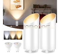 T-SUN 2 Pack LED Uplighter Floor Lamps, White Dimmable Uplight Spotlights with Foot Switch,3000K/4000K/6000K GU10 Bulbs for Living Room Bedroom Corner Plant Artwork