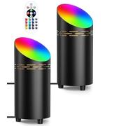 T-SUN 2 Pack RGB Uplighter Floor Lamps, Black Colour Changing LED Spotlights with Foot Switch, Music Sync GU10 Uplighting for Living Room Bedroom Gaming Room Corner Plant Artwork