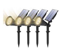 T-SUN 4 Pack&250 Lumens LED Solar Spotlights, Outdoor Security Garden Landscape Lamps, Natural White 4000K, Auto-on at Night/Auto-Off by Day,180°Angle Adjustable for Patio,Tree,Deck,Wall, Pool Area
