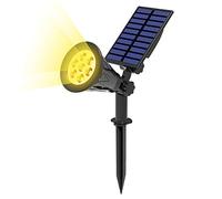 T-SUN 7 LED Solar Spotlights, Super Bright Solar Landscape Spot Lights, Yellow 3000K, Auto On/Off, 180°Angle Adjustable, Waterproof Outdoor Wall Lights for Garden,Patio,Tree,Deck