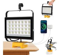 T-SUN Cordless LED Work Light for Dewalt 18V Battery, 100W Portable Jobsite Flood Light with USB Charging Port, Indoor Outdoor Flashlight Spotlight for Camping/Emergency/Garage/Repairing(No Battery)