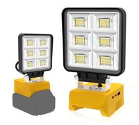 T-SUN Cordless Work Light Compatible with Dewalt 18V/20V Battery Wide Beam 48W Spotlight with Low Voltage Protection & USB-C Charging 5200LM for Jobsite Emergency Workshop Garage (No Battery)