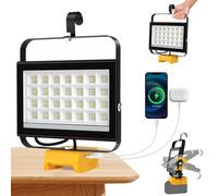 T-SUN Cordless Work Light Compatible with Dewalt 18V Battery 100W Wide Beam Flood Light Spotlight with USB Charging Port for Emergency Jobsite Camping Garage(No Battery)