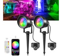 T-SUN Garden Spot Lights Mains Powered, RGB Spike Light with Remote/APP