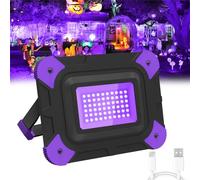T-SUN Halloween UV Light, 60 LED Black Light Fixture, 400-405 nm Wavelength 2 Modes 6000mAh Blacklight for Halloween Decorations Outdoor Glow Party Body Paint Night Fishing