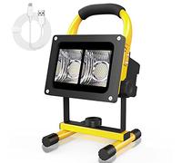 T-SUN LED Rechargeable Work Light, 40W Portable Floodlight with Detachable Stand, 4 Modes, 9000mAh Power Bank, Waterproof Job Site Construction Light for Garage Garden Fishing Camping Car Repair