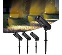 T-SUN Pack of 4 Solar Garden Spotlights, 3000 K Solar Lights for Outdoors, LED Spotlight Solar with IP65 Waterproof, 2 Lighting Modes, Dusk to Dawn Garden Lights for Yard, Garden, Trees, Home, Garage